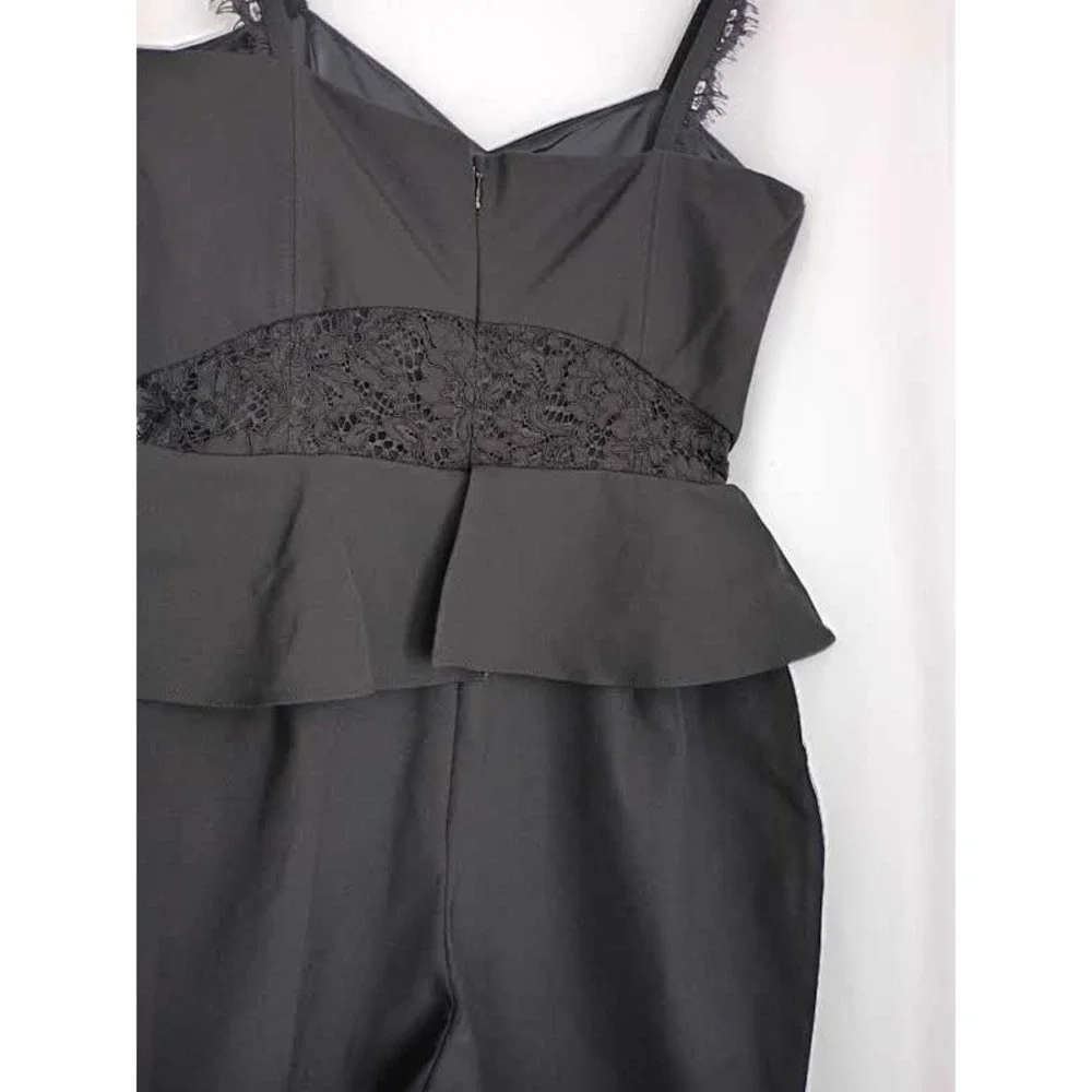 PARKER Kimora Black Peplum Jumpsuit Lace Waist Sweetheart Nk Fits S Elegant $308